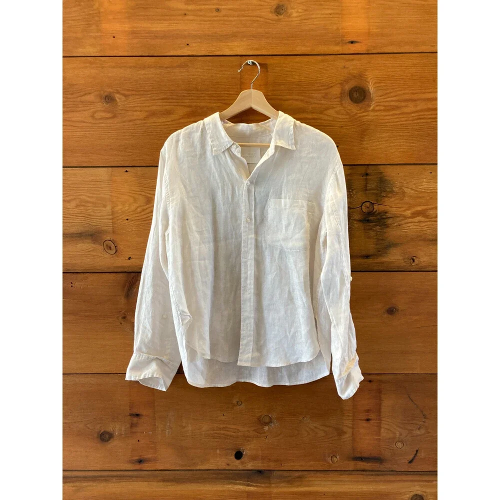 Citizens of Humanity $248 Kayla White Linen Button Up Shirt - Size M - 4427SC